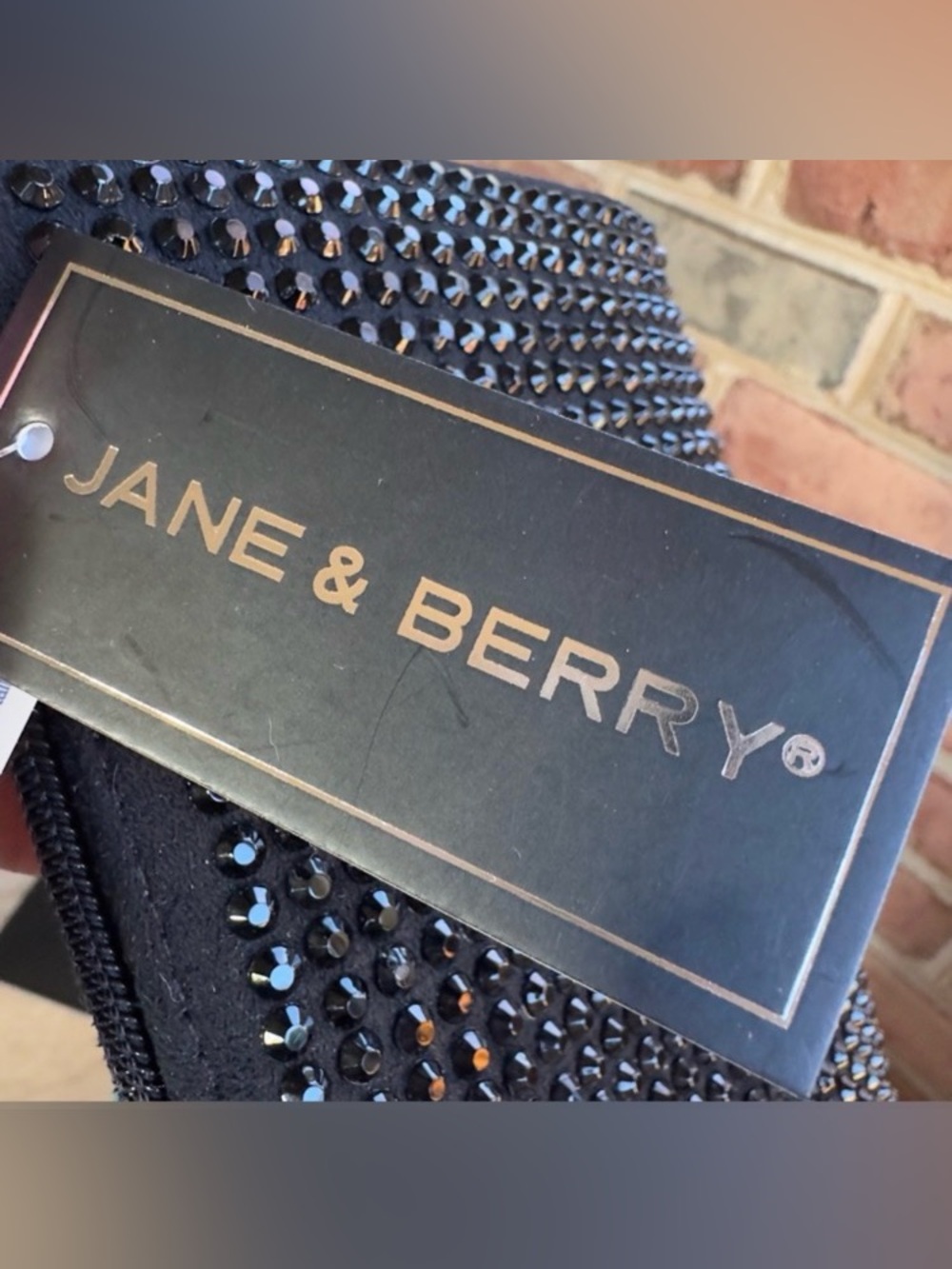 NWT Black Studded Embellished Wristlet Clutch Zipper Closure - Interior Pockets - Picture 7 of 7